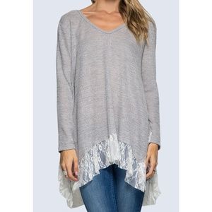 Long Sleeve Tunic with Lace Hem